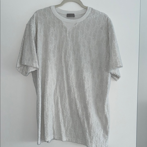 Used Dior Oblique Relaxed-Fit T-ShirtOff-White Terry Cotton Jacquard